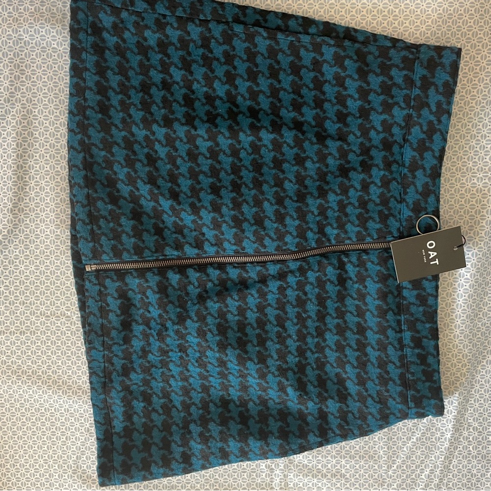 Women's Blue and Black Houndstooth Skirt